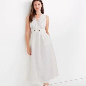 Madewell White Button-Waist Wrap Midi Dress